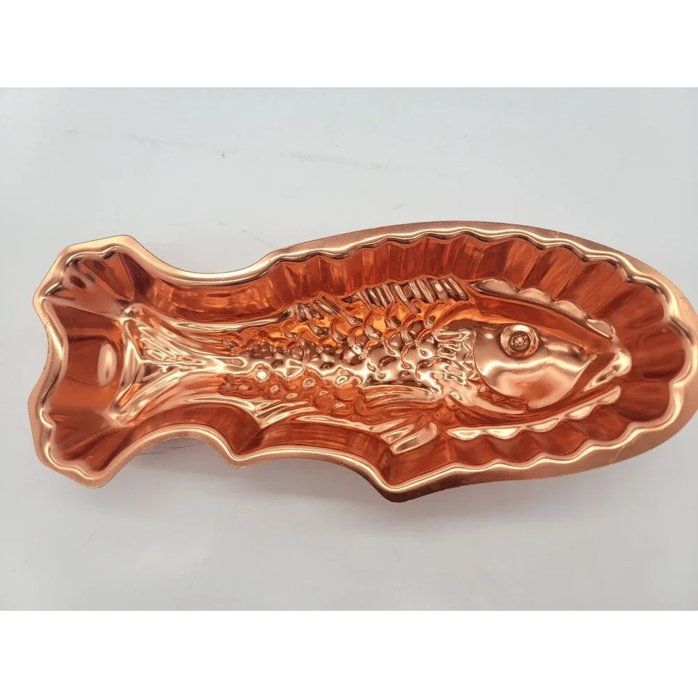 Vintage Copper-Colored Fish Jello Mold Kitchen Cottage Decor 13